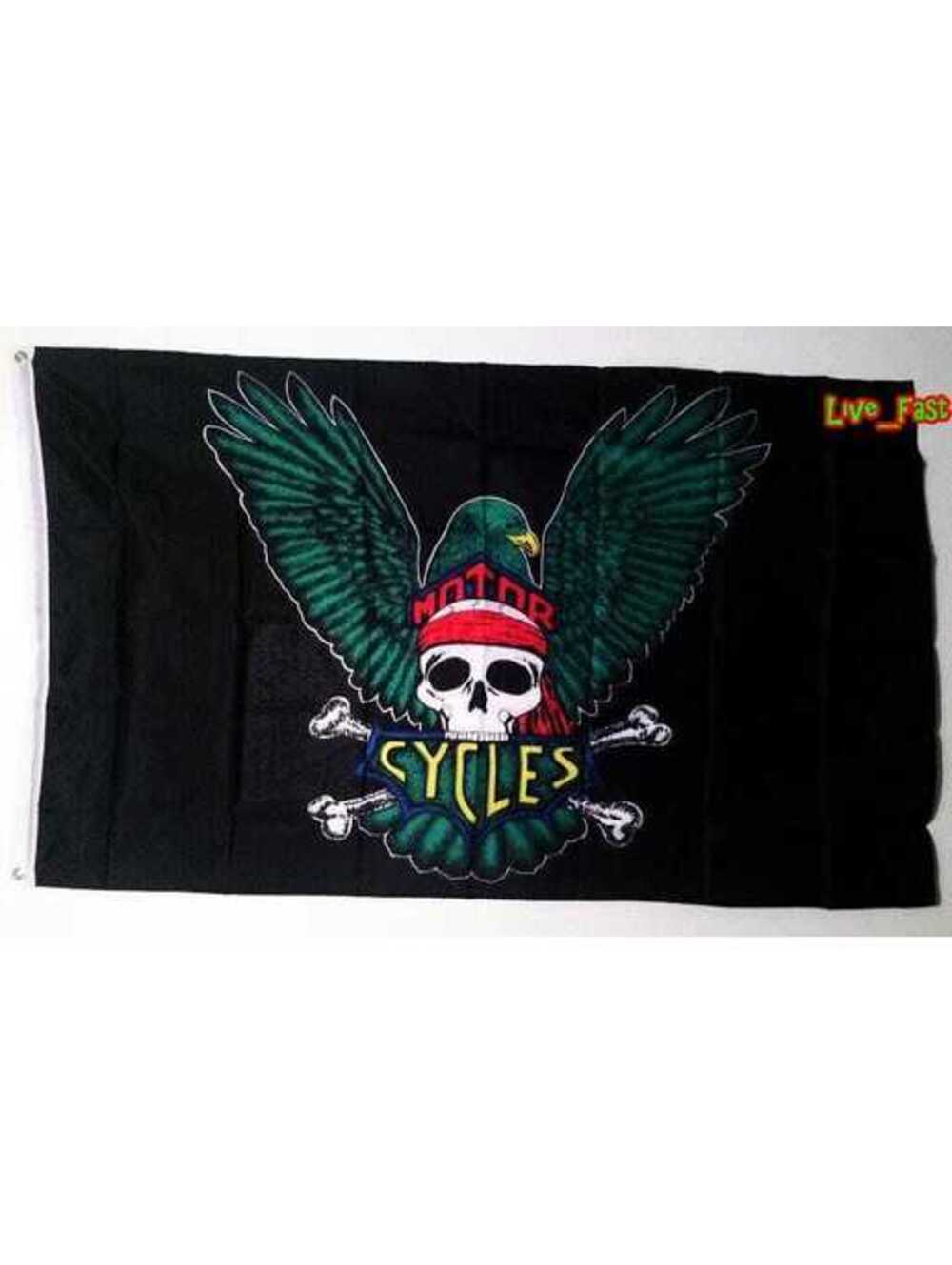 Motorcycle Biker Flag Eagle with Skull vintage 1980s NOS